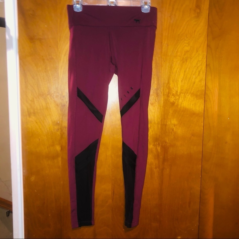 PINK Victoria’s Secret burgundy mesh leggings S